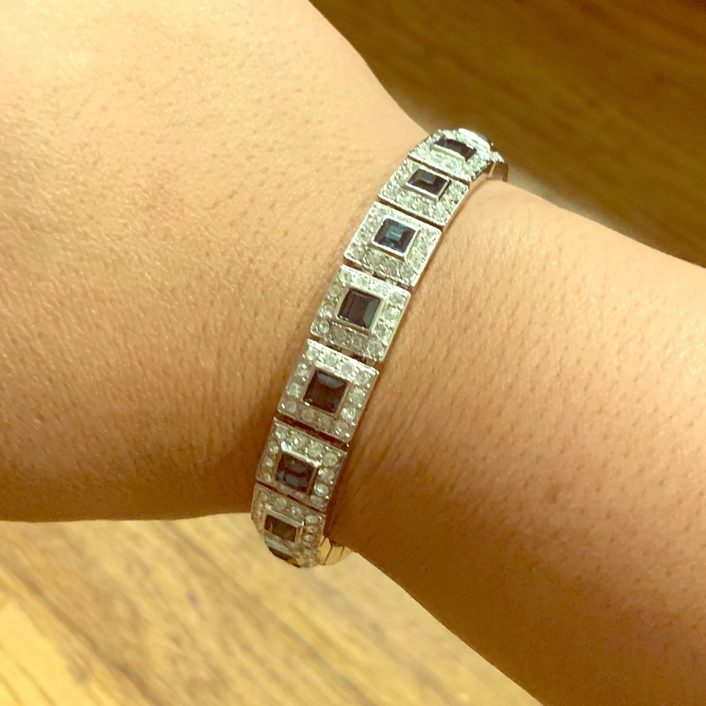 Paris Bijoux Deep Blue Crystal & Rhodium Bracelet